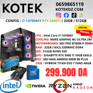KOTEK PC i7-14700KF / RTX 5060TI 16GB / 32GB RAM / 512GB NVME SSD