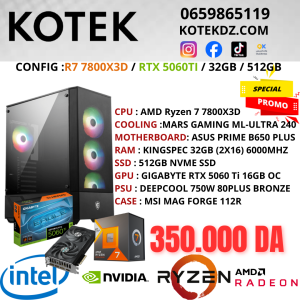 KOTEK PC RYZEN 7 7800X3D / RTX 5060TI 16GB / 32GB RAM DDR5 / 512GB SSD