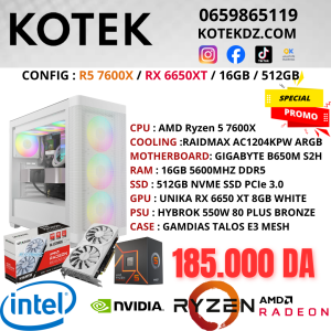 KOTEK PC RYZEN 5 7600X / RX 6650XT 8GB / 16GB DDR5 / 512GB NVME