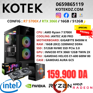 KOTEK PC RYZEN 7 5700X / RTX 3060 12GB / 16GB / 512GB
