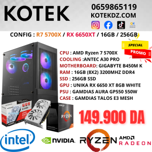 KOTEK PC RYZEN 7 5700X / RX 6650XT 8GB / 16GB / 256GB
