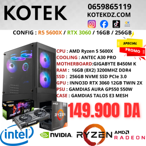 KOTEK PC  RYZEN 5 5600X / RTX 3060 12GB / 16GB RAM / 256GB NVME