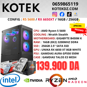 KOTEK PC RYZEN 5 5600 / RX 6650XT 8GB / 16GB RAM / 256GB