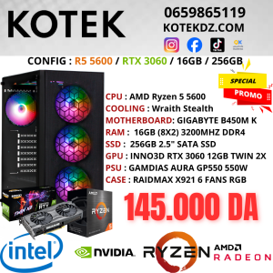 KOTEK PC RYZEN 5 5600 / RTX 3060 12GB / 16GB RAM / 256GB