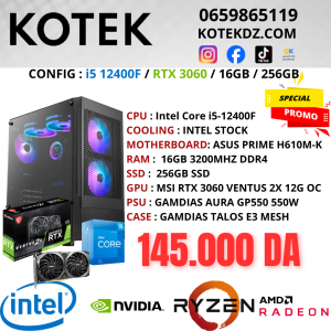 KOTEK PC i5-12400F / RTX 3060 12GB / 16GB RAM / 256GB SSD