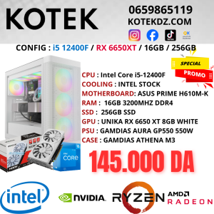 KOTEK PC i5-12400F / RX 6650XT 8GB / 16GB RAM / 256GB SSD